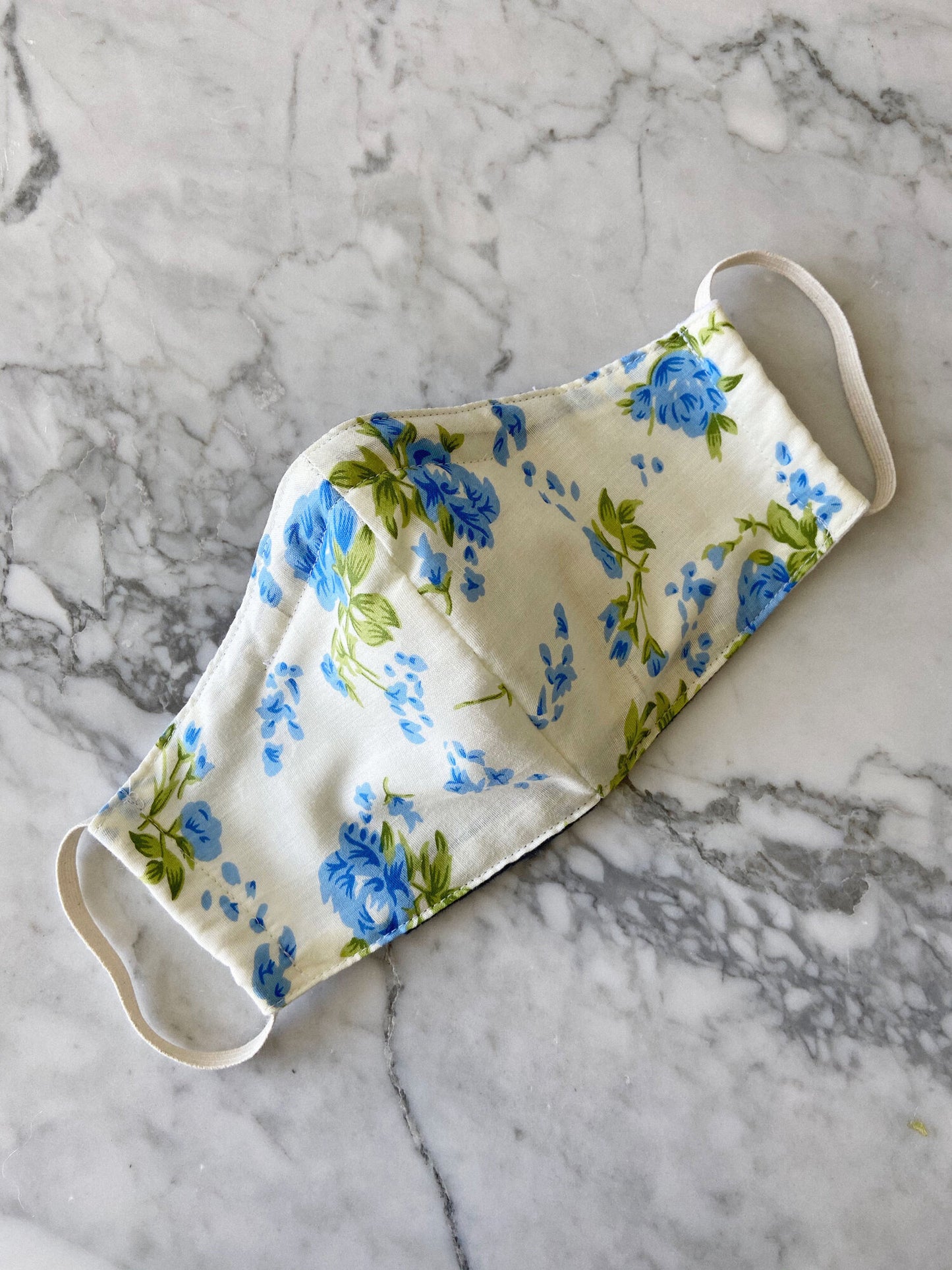 A Bronze Age Cotton Face Mask ~ Blue Floral