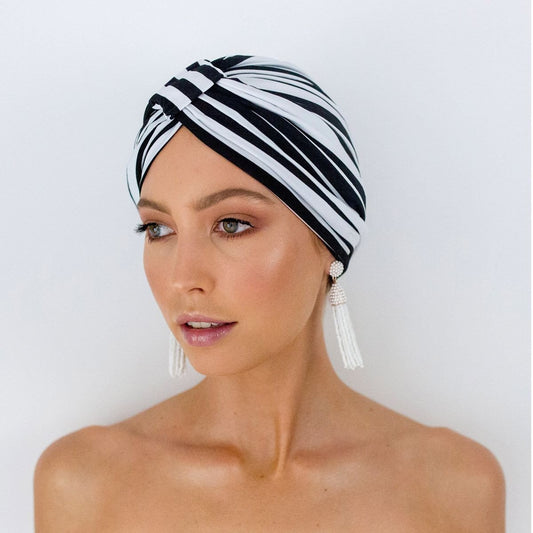 LOUVELLE Amelie Shower Cap Monochrome Stripe