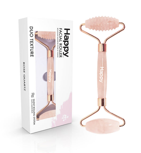 Happy Duo Texture Facial Roller ~ Rose Quartz