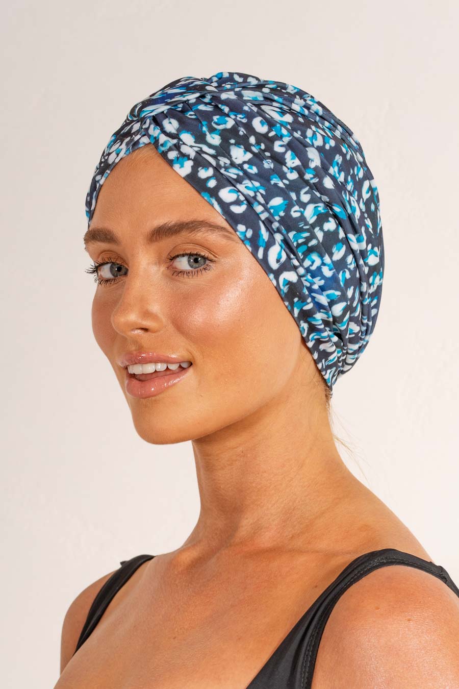 LOUVELLE Amelie Shower Cap Denim Leopard