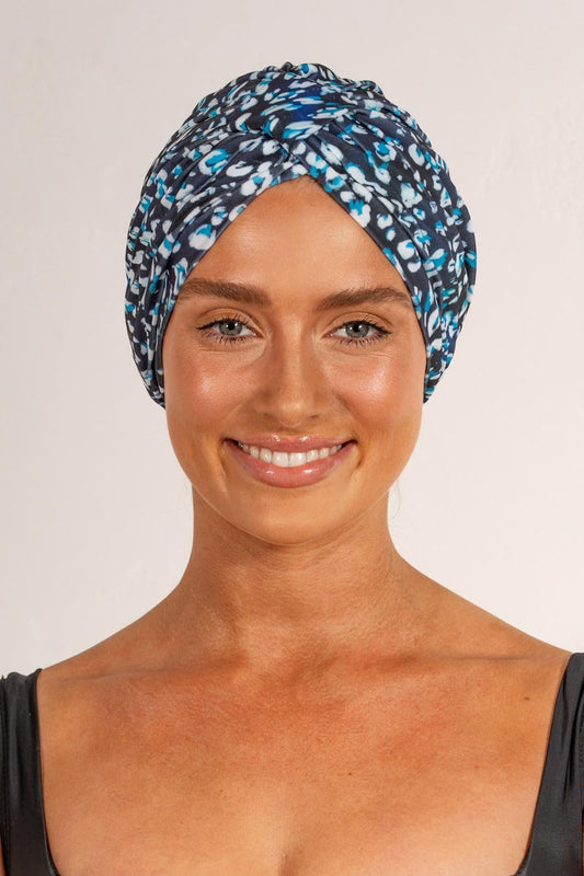LOUVELLE Amelie Shower Cap Denim Leopard