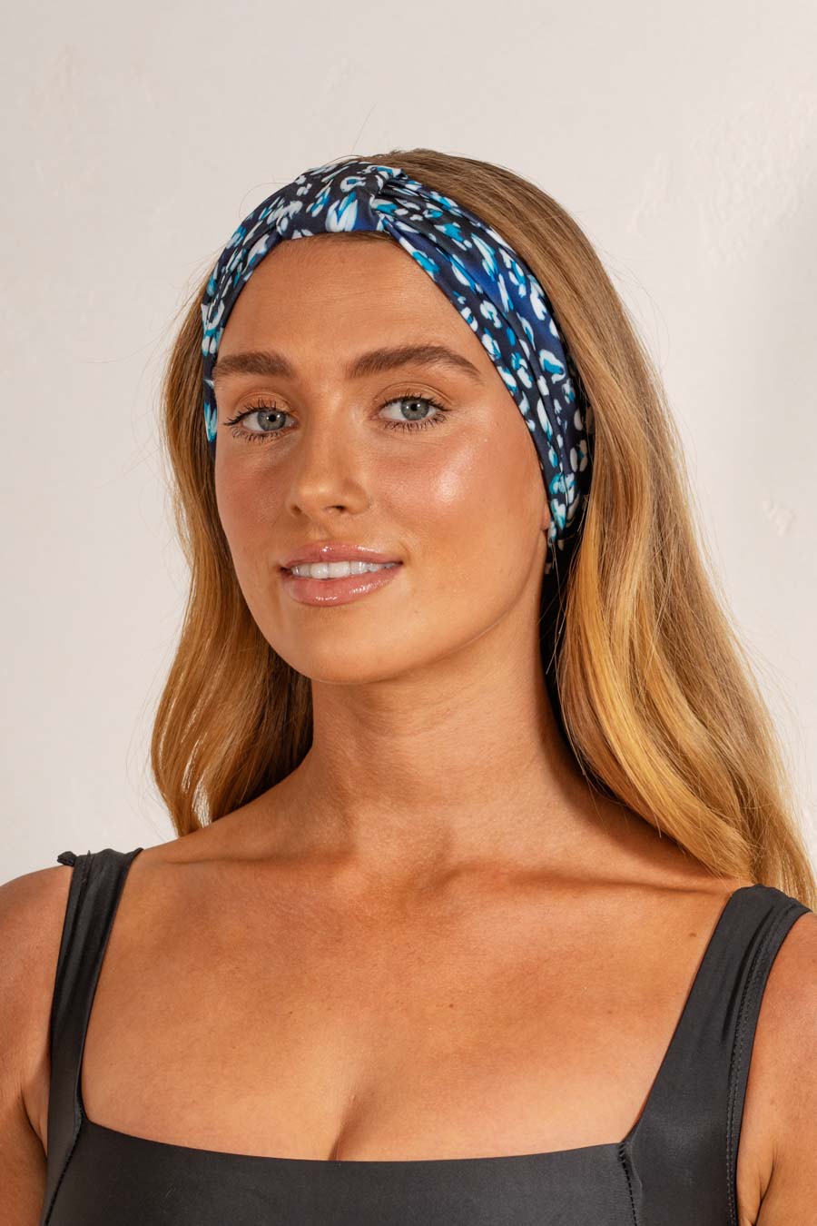LOUVELLE Seraphine Headband Denim Leopard