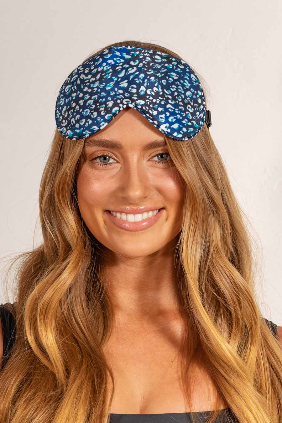 LOUVELLE Chloe Eye Mask in Denim Leopard