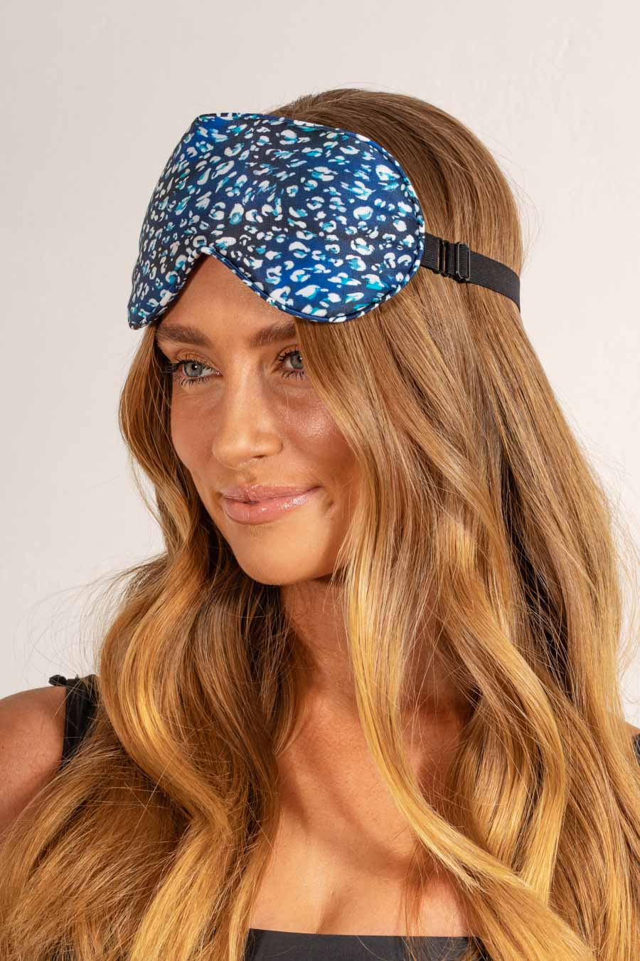 LOUVELLE Chloe Eye Mask in Denim Leopard